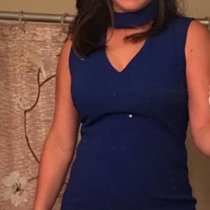 Calvin Klein Blue Peek a boo dress